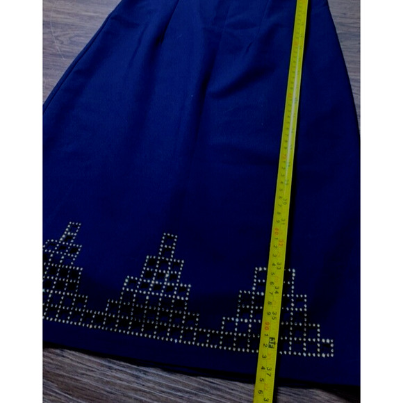 Sensiline Navy Dress Womens 4 Cut-Out Gold Embellishments Cocktail Sheath Dress - Picture 13 of 14